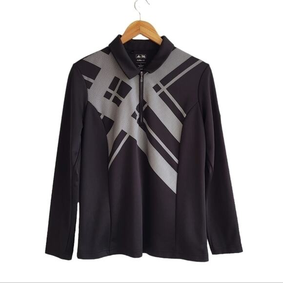 adidas Tops - ADIDAS Golf Climalite 1/4 Zip Pullover Top Men's Large Black Quick Dry Stretch